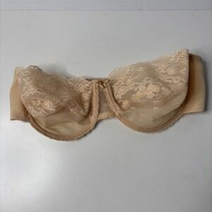 Vintage Vanity Fair Strapless Bra 36C Lace Unlined Underwire‎ Adjustable 74-100